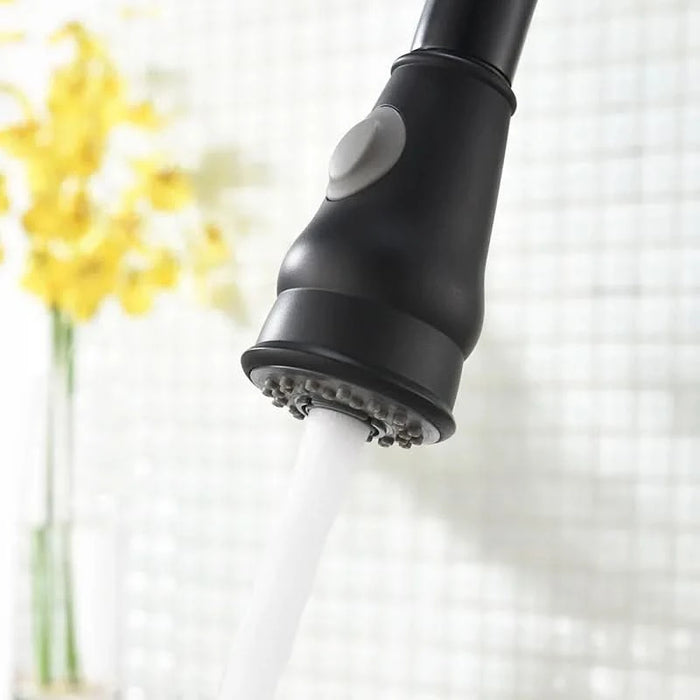 Commercial Black Kitchen Faucet with Pull out Sprayer, Single Handle Single Lever Kitchen Sink Faucet - DTY Store