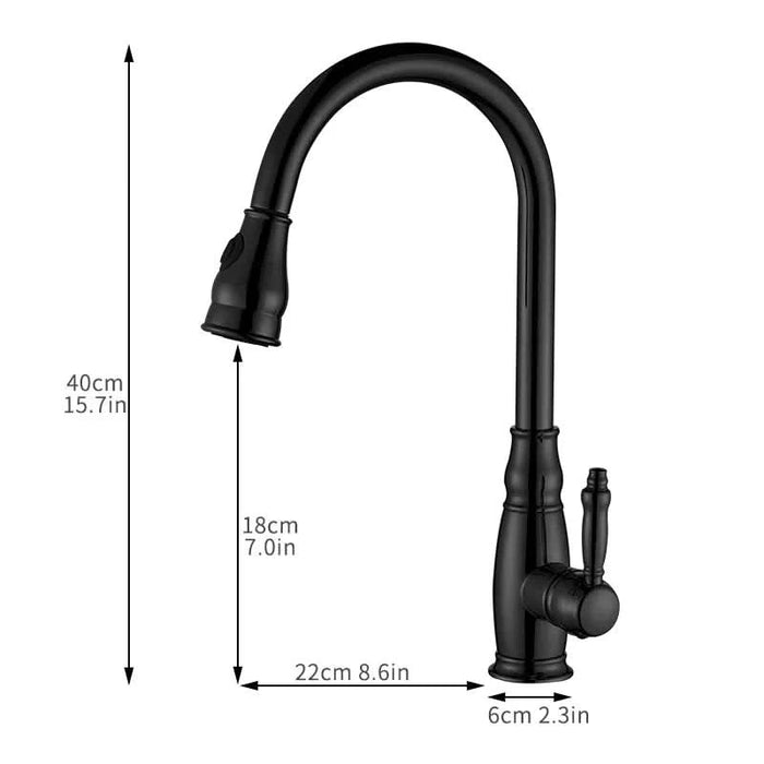 Commercial Black Kitchen Faucet with Pull out Sprayer, Single Handle Single Lever Kitchen Sink Faucet - DTY Store