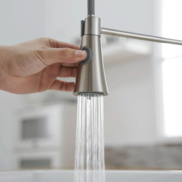 Commercial Brushed Nickel Kitchen Faucet with Pull out Sprayer, Single Handle Single Lever Kitchen Sink Faucet - DTY Store