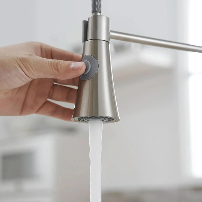 Commercial Brushed Nickel Kitchen Faucet with Pull out Sprayer, Single Handle Single Lever Kitchen Sink Faucet - DTY Store