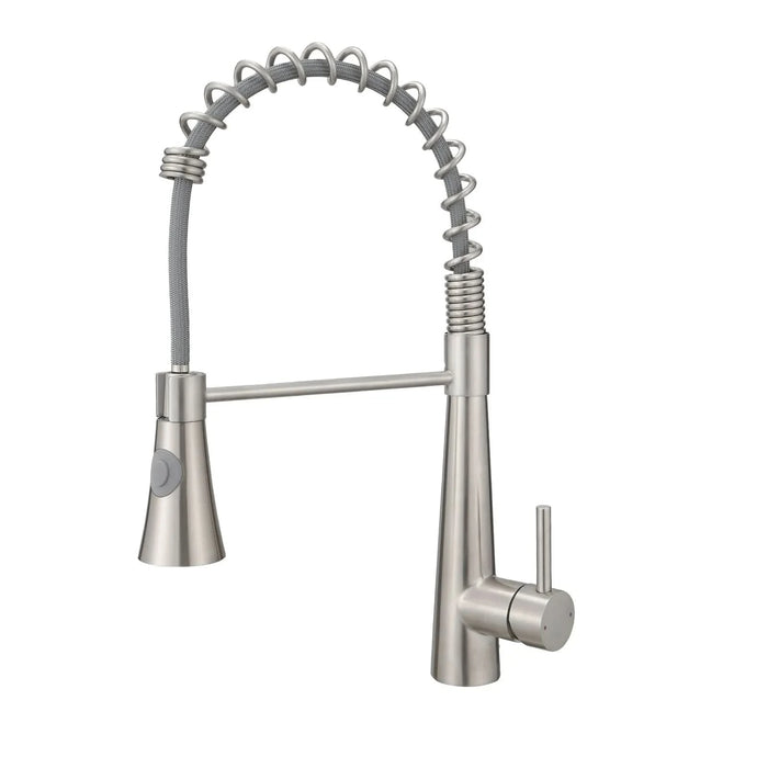Commercial Brushed Nickel Kitchen Faucet with Pull out Sprayer, Single Handle Single Lever Kitchen Sink Faucet - DTY Store