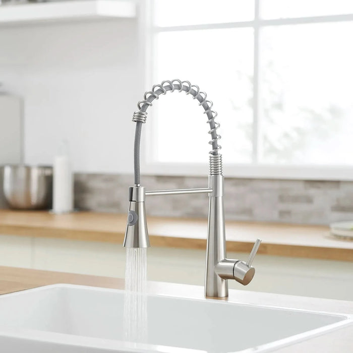 Commercial Brushed Nickel Kitchen Faucet with Pull out Sprayer, Single Handle Single Lever Kitchen Sink Faucet - DTY Store