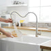 Commercial Brushed Nickel Kitchen Faucet with Pull out Sprayer, Single Handle Single Lever Kitchen Sink Faucet - DTY Store
