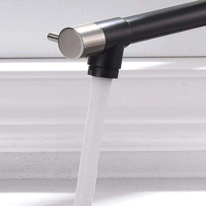 Commercial Kitchen Faucet Pull Down Sprayer Black and Nickel,Single Handle Kitchen Sink Faucet Default -DTYStore