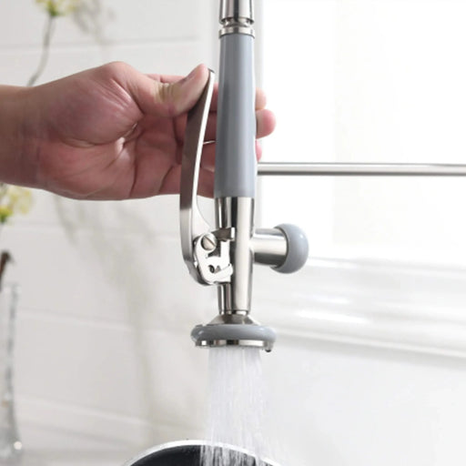 Commercial Kitchen Faucet Pull Down Sprayer Brushed Nickel,Single Handle Kitchen Sink Faucet Default -DTYStore