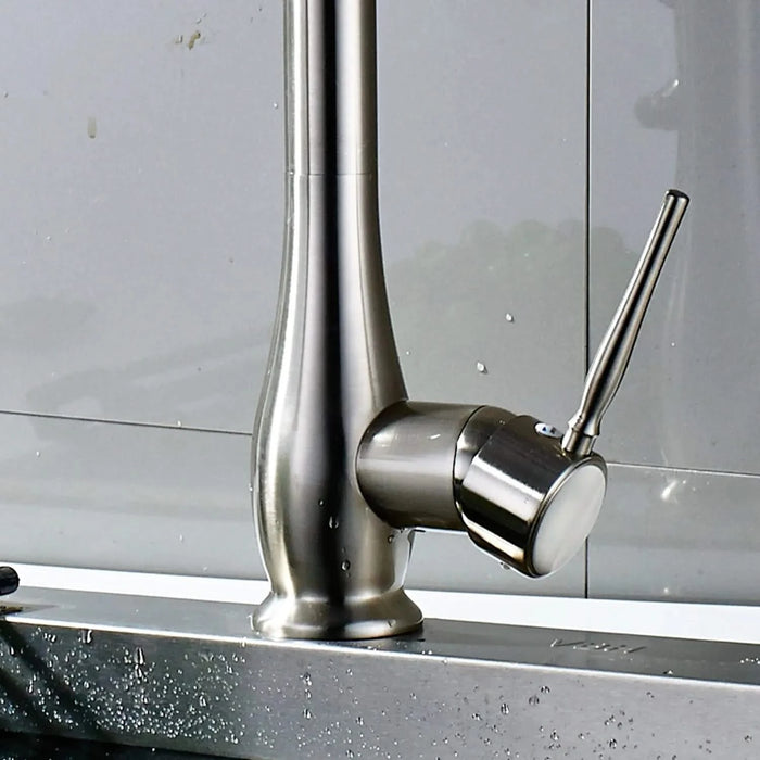 Commercial Kitchen Faucet Pull Down Sprayer Brushed Nickel Single Handle Kitchen Sink Faucet Default -DTYStore