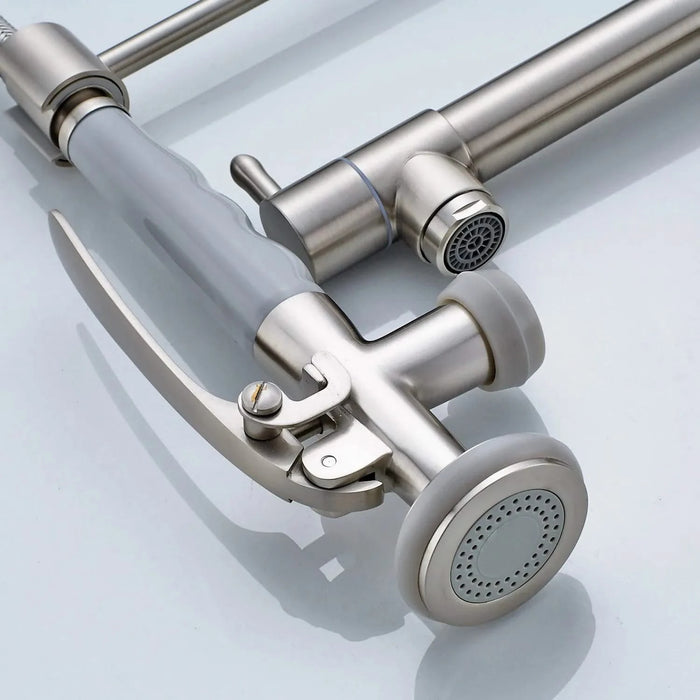 Commercial Kitchen Faucet Pull Down Sprayer Brushed Nickel Single Handle Kitchen Sink Faucet Default -DTYStore