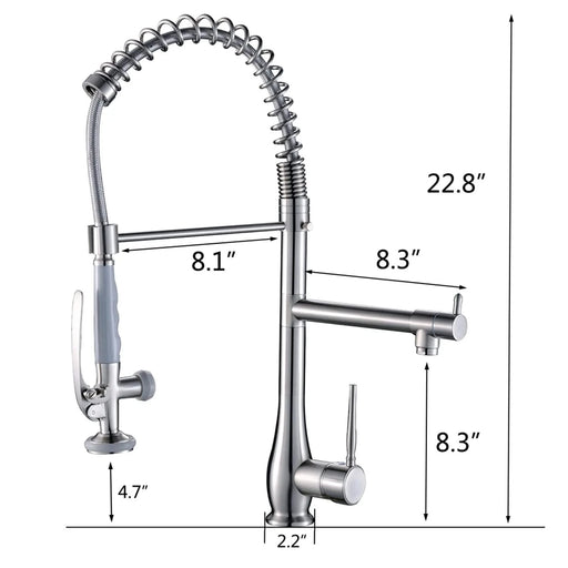 Commercial Kitchen Faucet Pull Down Sprayer Brushed Nickel Single Handle Kitchen Sink Faucet Default -DTYStore