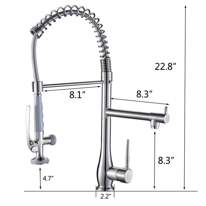 Commercial Kitchen Faucet Pull Down Sprayer Brushed Nickel Single Handle Kitchen Sink Faucet Default -DTYStore