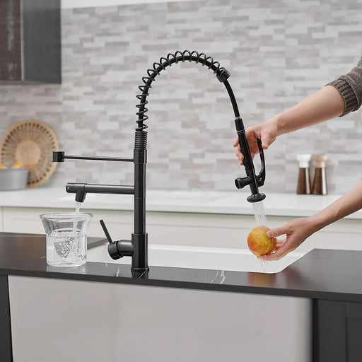 Commercial Kitchen Faucet with Pull Down Sprayer, Single Handle Single Lever Kitchen Sink Faucet Default -DTYStore
