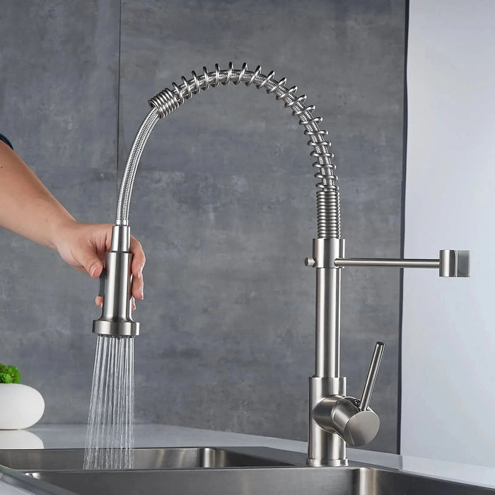 Commercial Kitchen Faucet with Pull Down Sprayer, Single Handle Single Lever Kitchen Sink Faucet - DTY Store