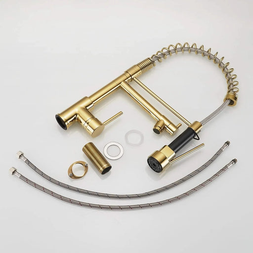 Commercial Kitchen Faucet with Pull Down Sprayer, Single Handle Single Lever Kitchen Sink Faucet Gold Faucet Default -DTYStore