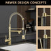 Commercial Kitchen Faucet with Pull Down Sprayer, Single Handle Single Lever Kitchen Sink Faucet Gold Faucet Default -DTYStore