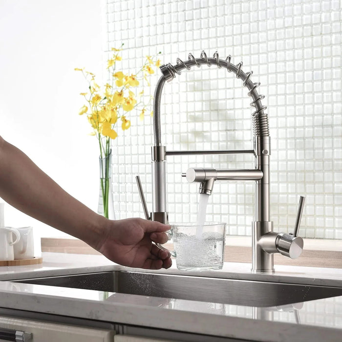 Commercial Kitchen Faucet with Pull Down Sprayer, Single Handle Single Lever Kitchen Sink Faucet Default -DTYStore