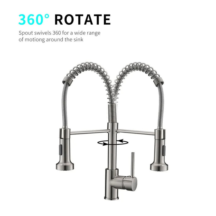 Commercial Kitchen Faucet with Pull Down Sprayer, Single Handle Single Lever Kitchen Sink Faucet    DTYStore