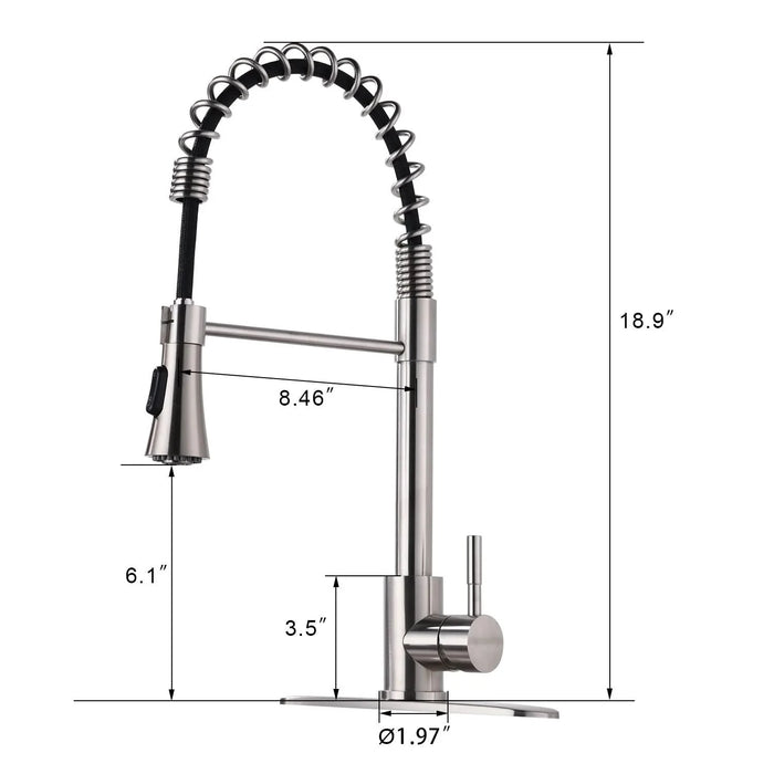 Commercial Kitchen Sink Faucet with Deck Plate Brushed Nickel - DTY Store