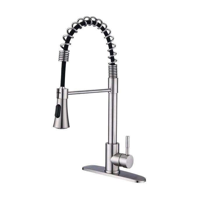 Commercial Kitchen Sink Faucet with Deck Plate Brushed Nickel - DTY Store