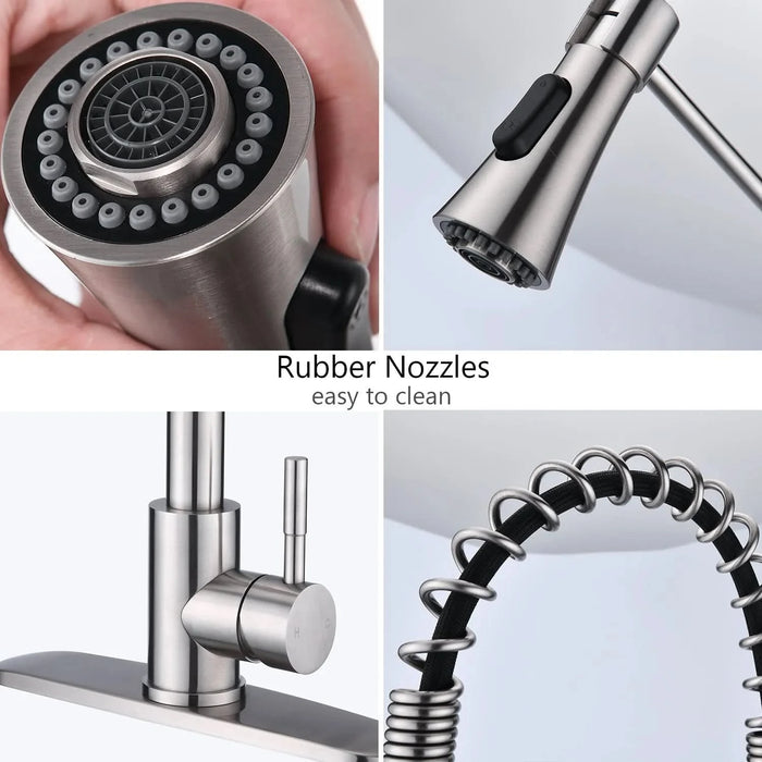 Commercial Kitchen Sink Faucet with Deck Plate Brushed Nickel Kitchen, Kitchen Faucets, Kitchen Faucets & Plumbing, searchfilter_Kitchen| DTY Store