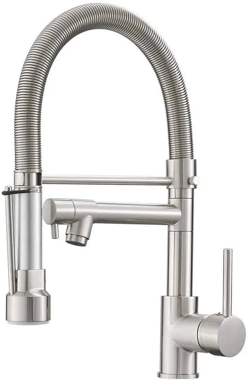 Commercial Style Kitchen Faucet with Pull Down Sprayer, Brushed Nickel Commercial Kitchen Faucet, Spring Kitchen Faucet, Kitchen Sink Faucet Default -DTYStore
