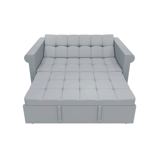 Compact Gray Velvet Loveseat with Trundle-Style Sleeper and Storage Pocket Default -DTYStore