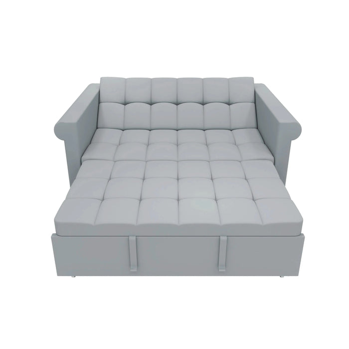 Compact Gray Velvet Loveseat with Trundle-Style Sleeper and Storage Pocket Default -DTYStore