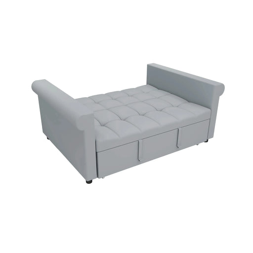Compact Gray Velvet Loveseat with Trundle-Style Sleeper and Storage Pocket Default -DTYStore