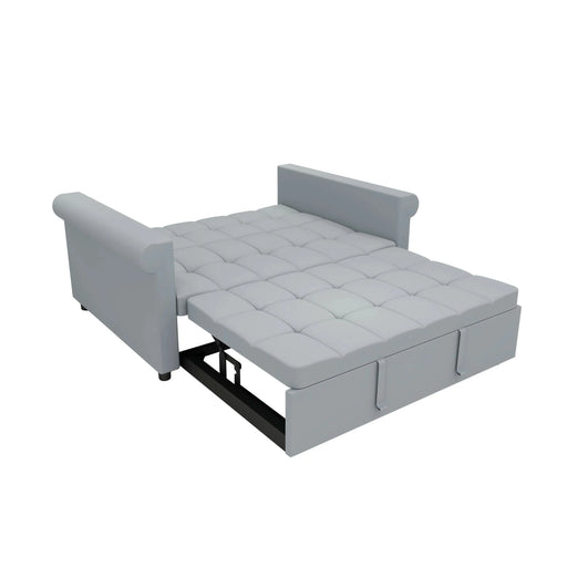 Compact Gray Velvet Loveseat with Trundle-Style Sleeper and Storage Pocket Default -DTYStore