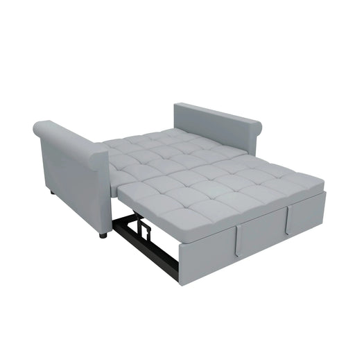 Compact Gray Velvet Loveseat with Trundle-Style Sleeper and Storage Pocket Default -DTYStore