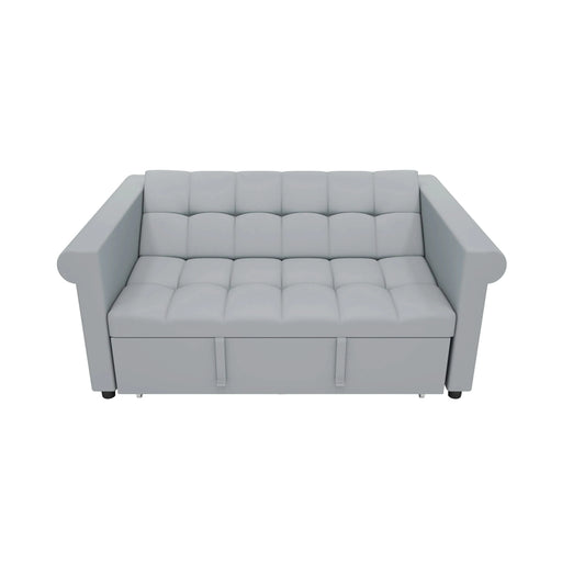 Compact Gray Velvet Loveseat with Trundle-Style Sleeper and Storage Pocket Default -DTYStore