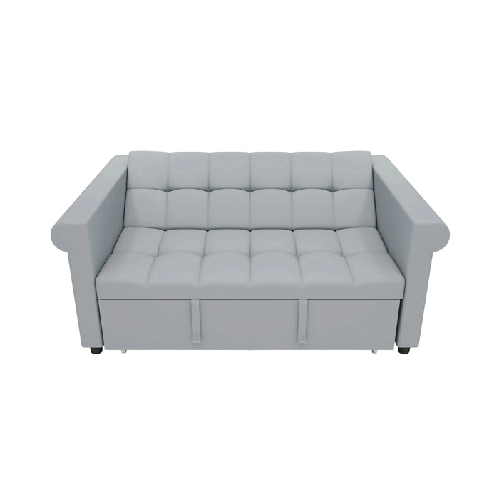 Compact Gray Velvet Loveseat with Trundle-Style Sleeper and Storage Pocket Default -DTYStore