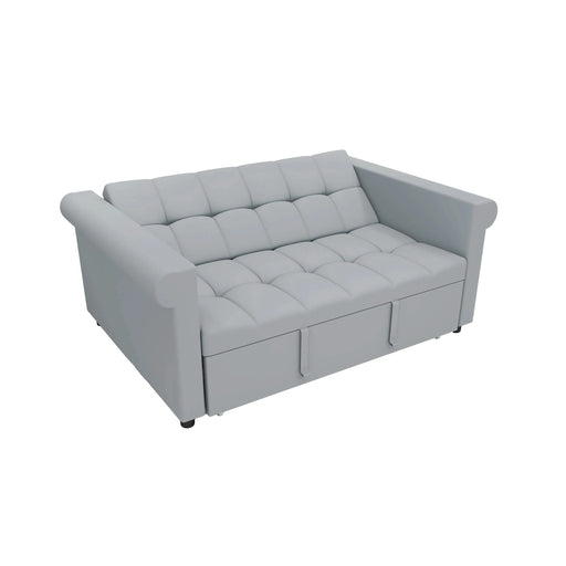 Compact Gray Velvet Loveseat with Trundle-Style Sleeper and Storage Pocket Default -DTYStore