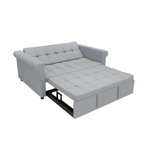 Compact Gray Velvet Loveseat with Trundle-Style Sleeper and Storage Pocket Default -DTYStore