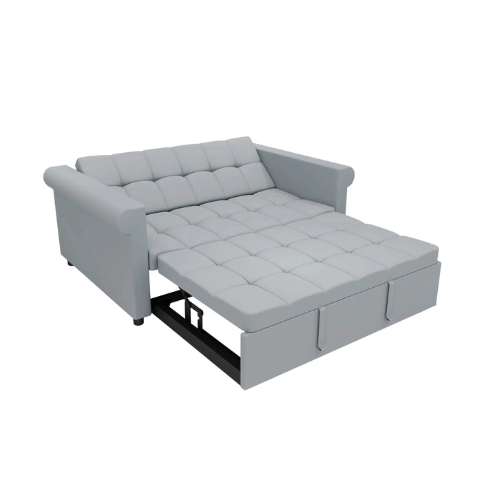 Compact Gray Velvet Loveseat with Trundle-Style Sleeper and Storage Pocket Default -DTYStore