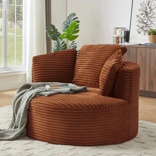 Compressible Corduroy Round Chair with Cushioned Backrest - Comfort Seating for Home & Office-DTYStore