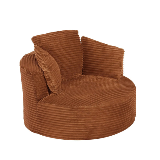 Compressible Corduroy Round Chair with Cushioned Backrest - Comfort Seating for Home & Office-DTYStore