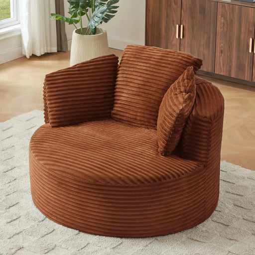 Compressible Corduroy Round Chair with Cushioned Backrest - Comfort Seating for Home & Office-DTYStore