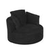 Compressible Corduroy Round Chair with Cushioned Backrest - Modern Comfort Seating for Living Room,Office,Apartment(no swivel) Default -DTYStore