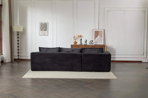 Compression Sectional Couch with Comfy Chaise, Boneless L Shape Sofa with Deep Seat, Minimalist Modular Couches Sleeper for Living Room Bedroom Apartment Lounge,corduroy,Black Default -DTYStore