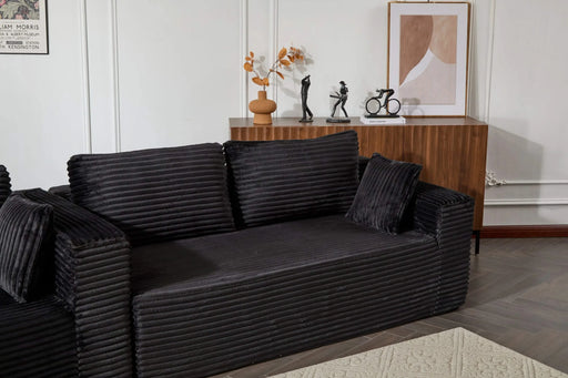 Compression Sectional Couch with Comfy Chaise, Boneless L Shape Sofa with Deep Seat, Minimalist Modular Couches Sleeper for Living Room Bedroom Apartment Lounge,corduroy,Black Default -DTYStore