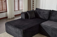 Compression Sectional Couch with Comfy Chaise, Boneless L Shape Sofa with Deep Seat, Minimalist Modular Couches Sleeper for Living Room Bedroom Apartment Lounge,corduroy,Black Default -DTYStore