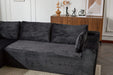 Compression Sectional Couch with Comfy Chaise, Boneless L Shape Sofa with Deep Seat, Minimalist Modular Couches Sleeper for Living Room Bedroom Apartment Lounge,corduroy,Black Default -DTYStore
