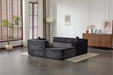 Compression Sectional Couch with Comfy Chaise, Boneless L Shape Sofa with Deep Seat, Minimalist Modular Couches Sleeper for Living Room Bedroom Apartment Lounge,corduroy,Black Default -DTYStore