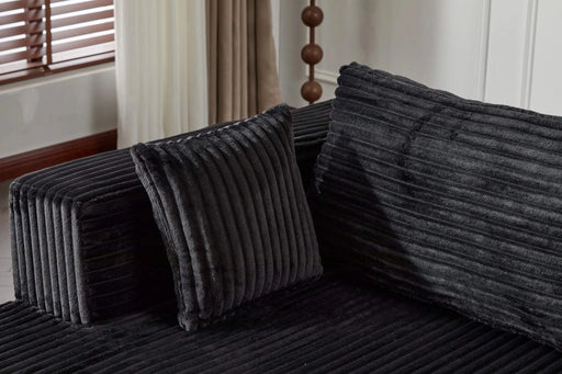 Compression Sectional Couch with Comfy Chaise, Boneless L Shape Sofa with Deep Seat, Minimalist Modular Couches Sleeper for Living Room Bedroom Apartment Lounge,corduroy,Black Default -DTYStore