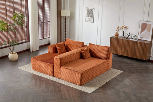Compression Sectional Couch with Comfy Chaise, Boneless L Shape Sofa with Deep Seat, Minimalist Modular Couches Sleeper for Living Room Bedroom Apartment Lounge,corduroy,Brown Default -DTYStore