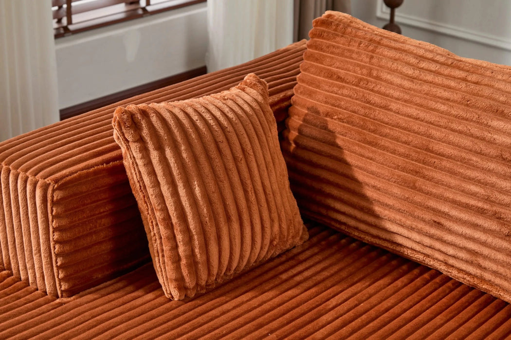 Compression Sectional Couch with Comfy Chaise, Boneless L Shape Sofa with Deep Seat, Minimalist Modular Couches Sleeper for Living Room Bedroom Apartment Lounge,corduroy,Brown Default -DTYStore