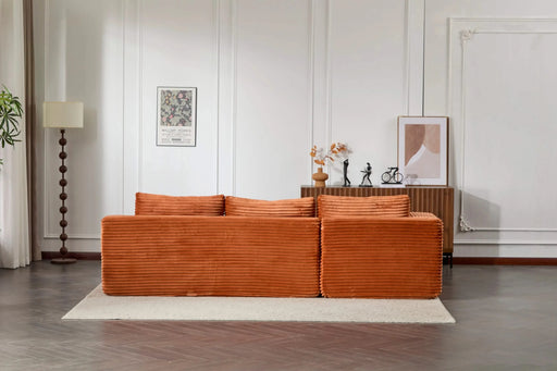 Compression Sectional Couch with Comfy Chaise, Boneless L Shape Sofa with Deep Seat, Minimalist Modular Couches Sleeper for Living Room Bedroom Apartment Lounge,corduroy,Brown Default -DTYStore