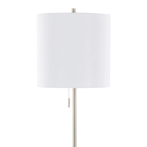 Cone 64' Contemporary Metal Floor Lamp in Brushed Nickel with White Linen Shade from Grandview Gallery by LumiSource Default -DTYStore