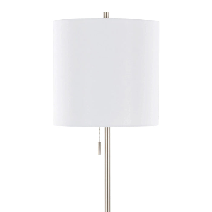 Cone 64' Contemporary Metal Floor Lamp in Brushed Nickel with White Linen Shade from Grandview Gallery by LumiSource Default -DTYStore