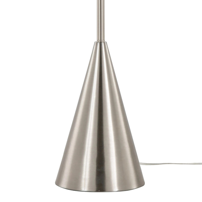 Cone 64' Contemporary Metal Floor Lamp in Brushed Nickel with White Linen Shade from Grandview Gallery by LumiSource Default -DTYStore