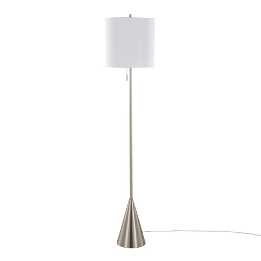 Cone 64' Contemporary Metal Floor Lamp in Brushed Nickel with White Linen Shade from Grandview Gallery by LumiSource Default -DTYStore